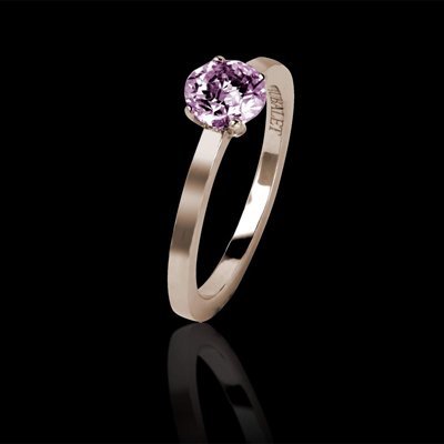 Solitaire Saphir Rose Rond - Or Rose - Bague Judith Solo - Jaubalet